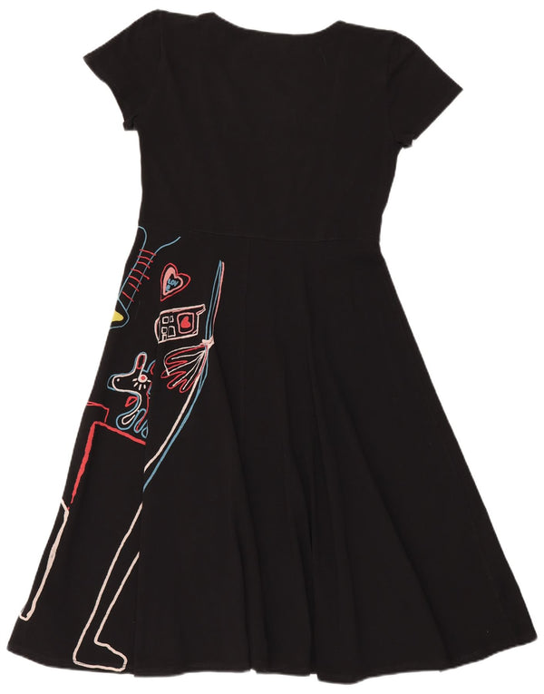 Desigual Abito da donna a linea A con grafica UK 18 XL Cotone nero