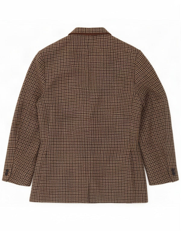 St Michael Giacca blazer da uomo a 2 bottoni UK 40 grande lana pied de poule marrone
