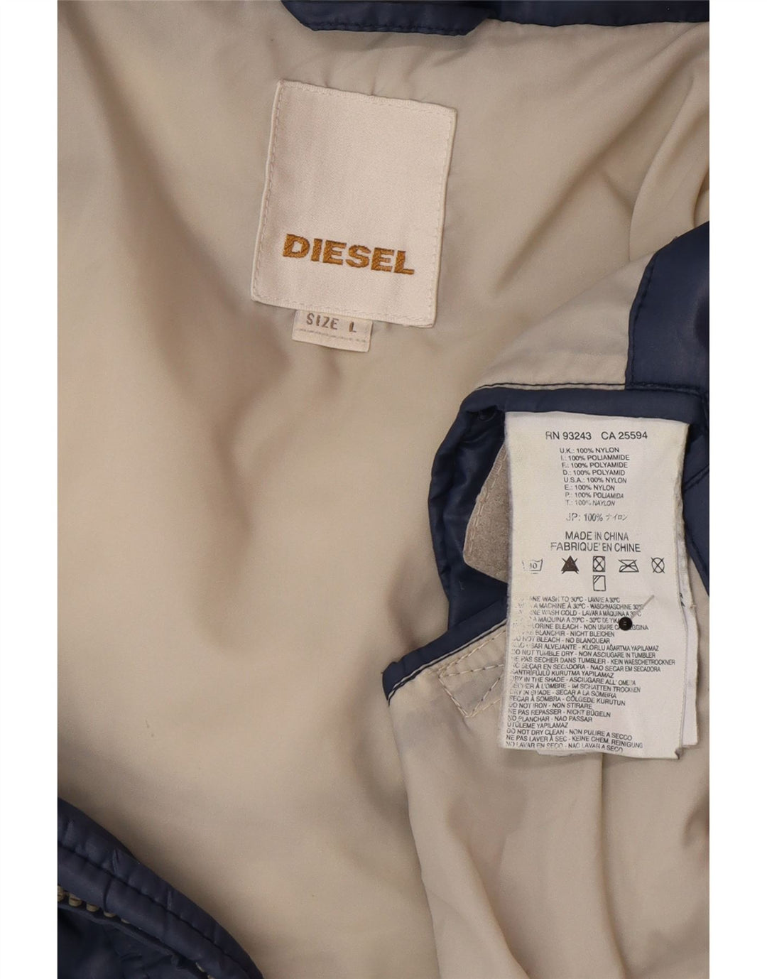Giacca imbottita da uomo Diesel UK 40 Large Blu Navy in poliammide