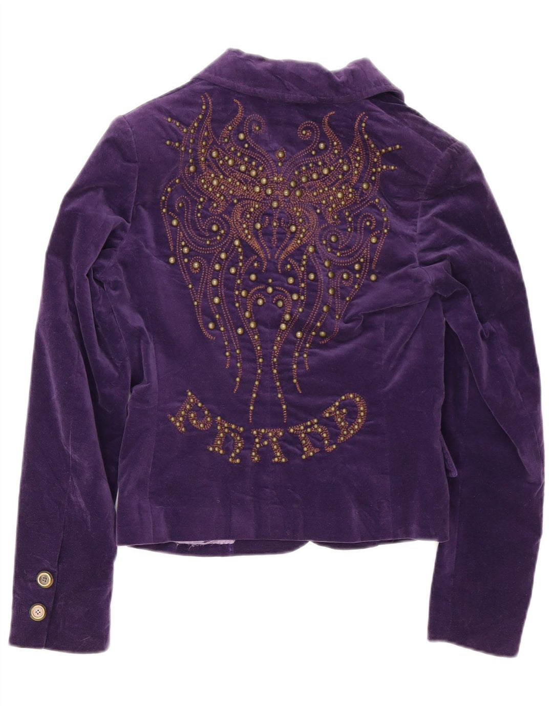 Giacca blazer in velluto a 2 bottoni da donna Phard UK 10 piccola in cotone viola