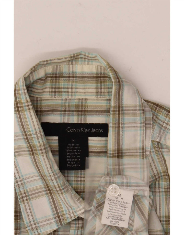 Camicia militare a maniche corte da uomo Calvin Klein Jeans a quadri beige medio