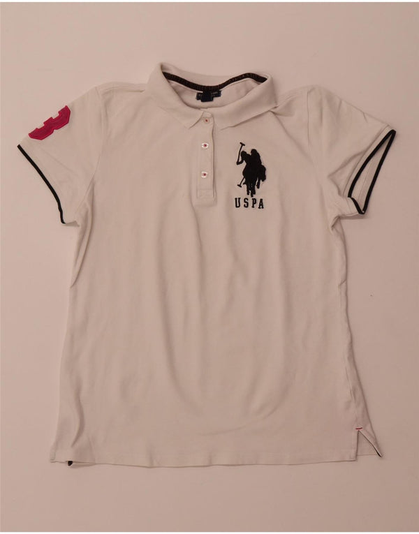 US POLO ASSN Polo grafica da donna UK 18 XL Cotone bianco