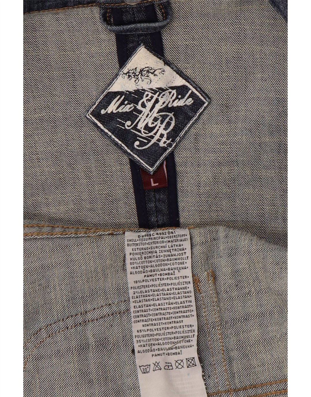 Giacca di jeans vintage da donna UK 14 grande cotone blu