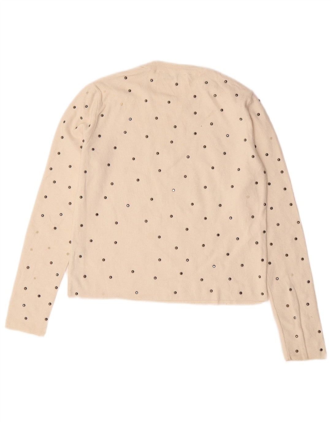 Top Zara da donna a maniche lunghe UK 10 Small in viscosa screziata bianco sporco