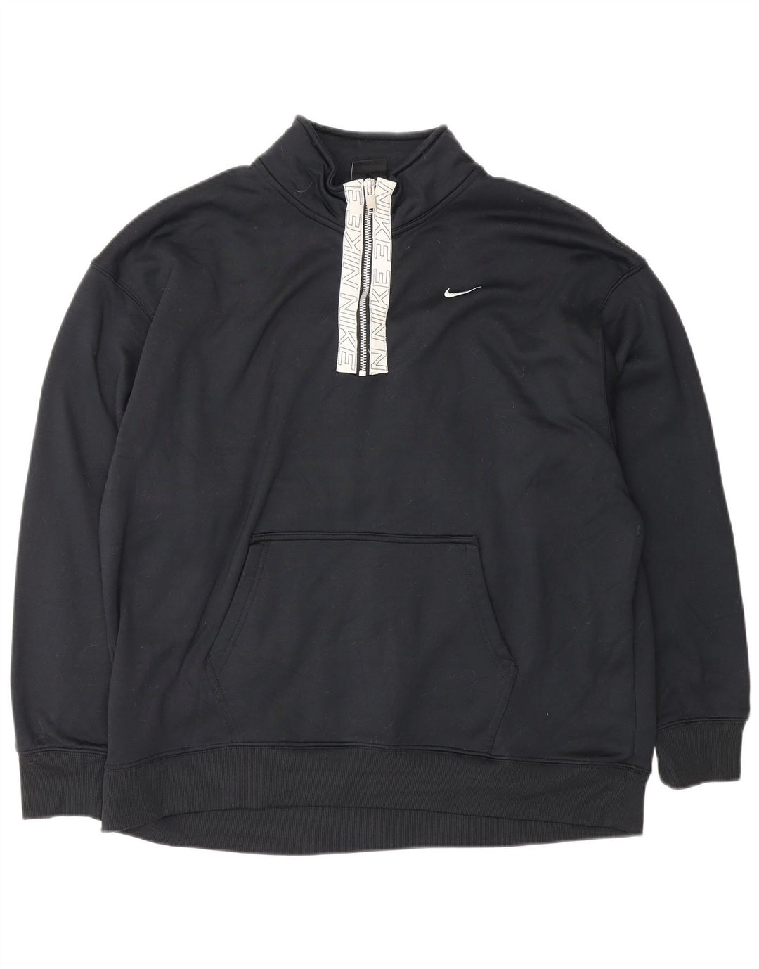 Felpa da uomo Nike Dri Fit con collo con zip grafica, maglione grande, poliestere nero