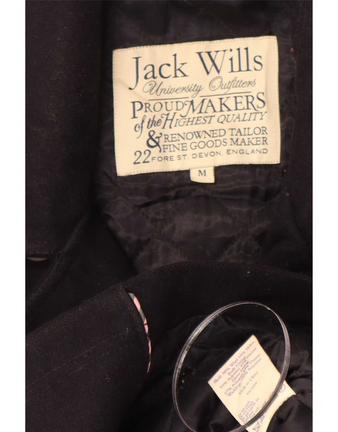 Cappotto da marinaio da uomo Jack Wills UK 38 Lana media blu navy
