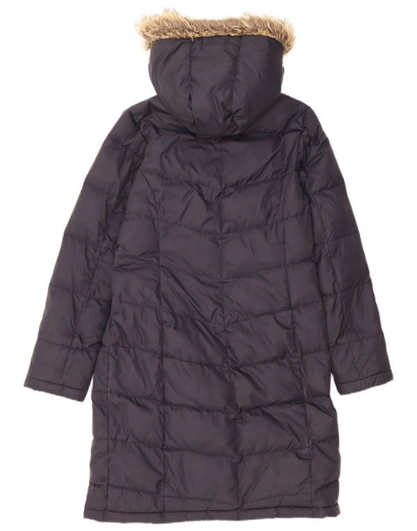 Crew Clothing Cappotto imbottito con cappuccio da donna UK 10 Piccolo in nylon blu navy