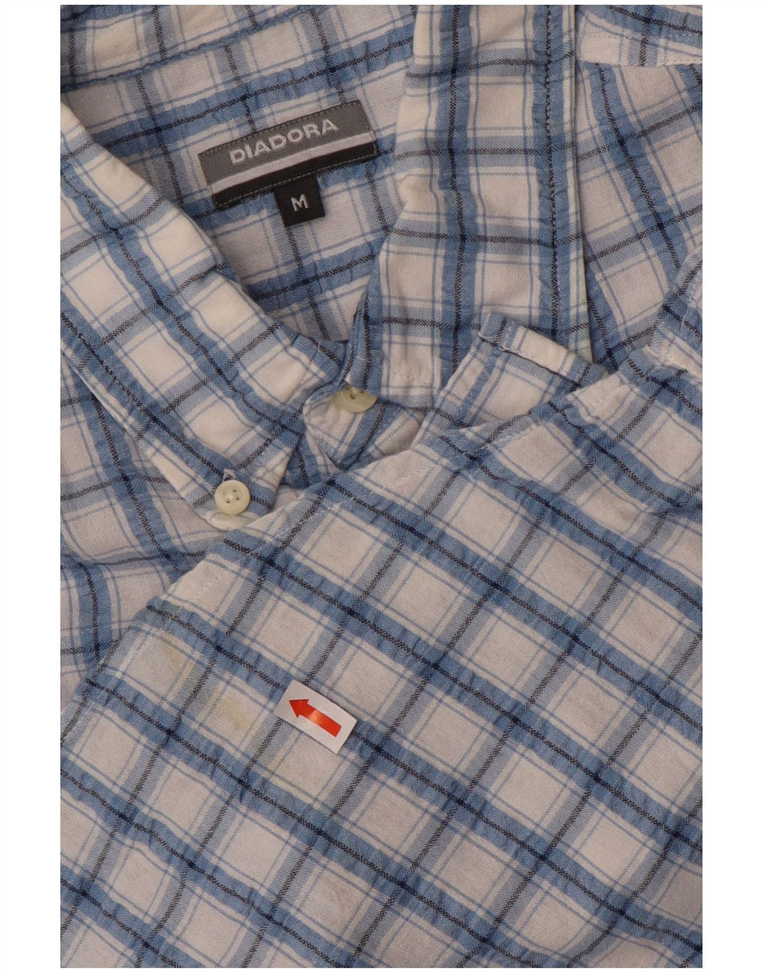 DIADORA Camicia Uomo Manica Corta Cotone Quadri Blu Medio