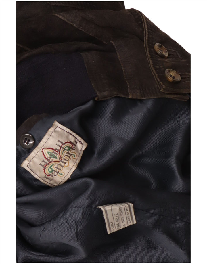 Giubbotto bomber in pelle scamosciata vintage da uomo UK 42 XL in pelle grigia