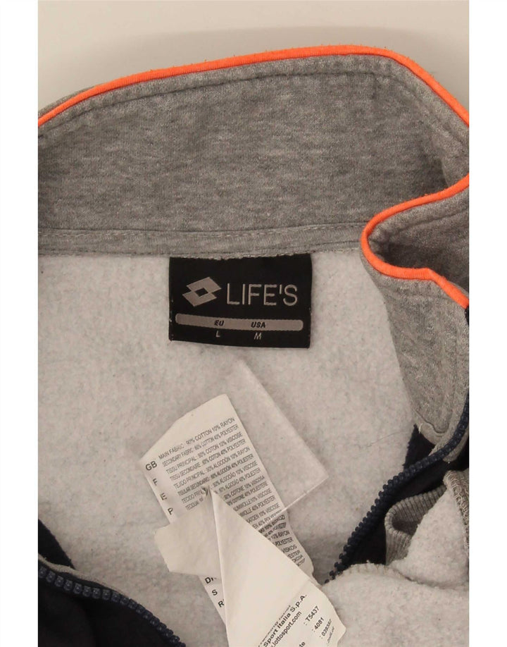 Giacca da ginnastica da uomo Lotto grande in cotone color block grigio