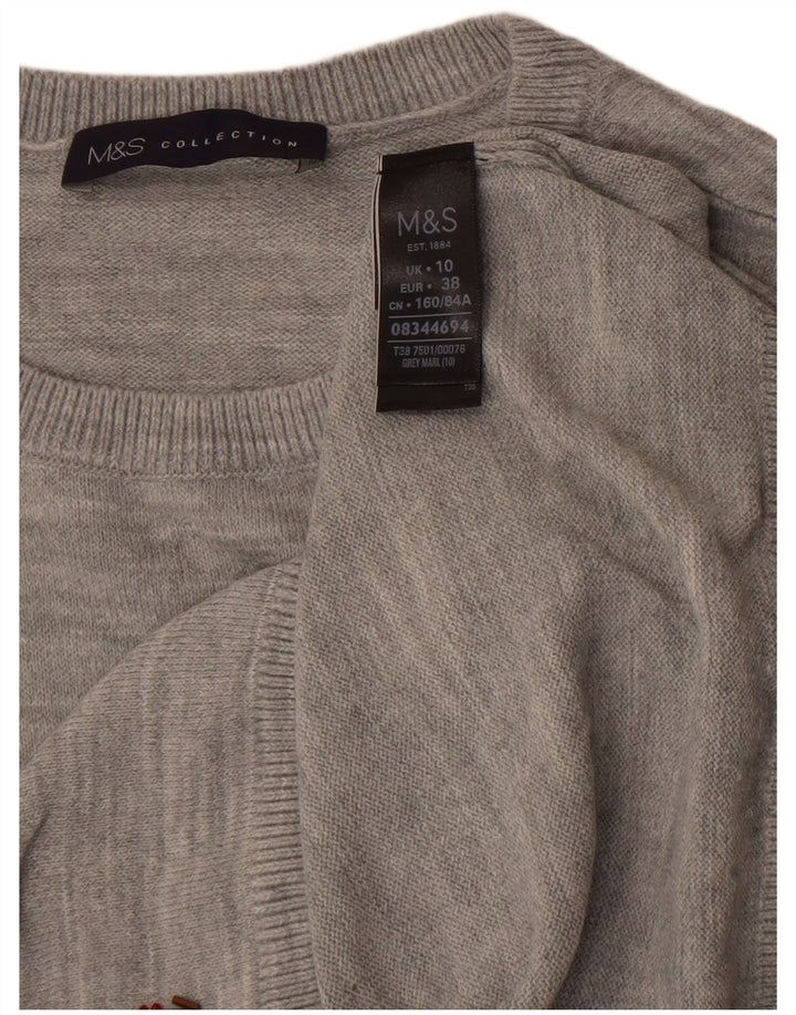 Maglione maglione girocollo corto da donna Marks & Spencer UK 10 piccolo grigio