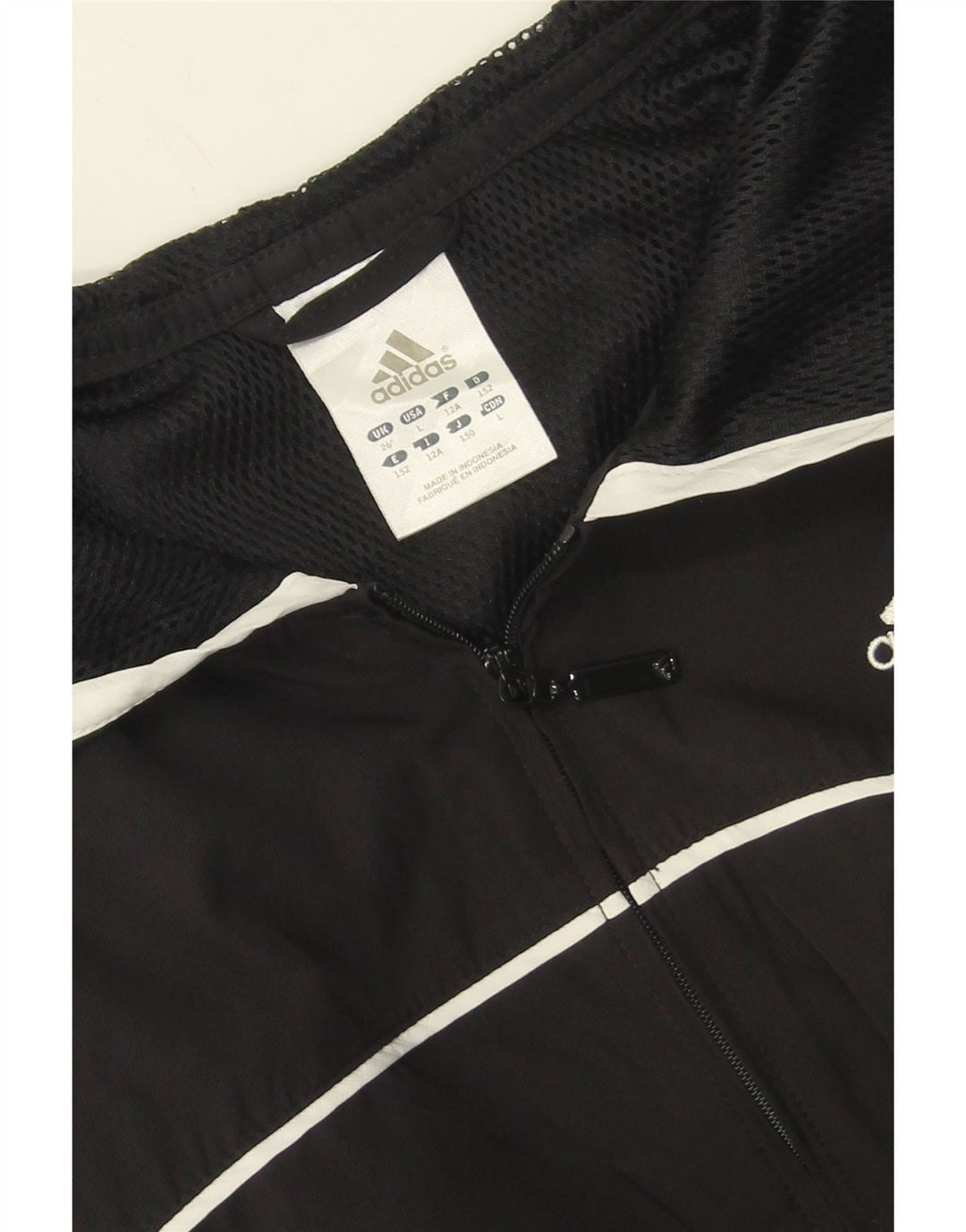 ADIDAS Boys Hooded Tracksuit Top Jacket 11-12 Years Black Polyester Vintage Adidas and Second-Hand Adidas from Messina Hembry 