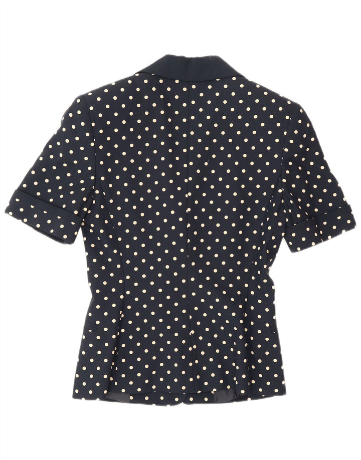 Giacca blazer da donna a 1 bottone Caloma IT 40 piccolo a pois blu navy