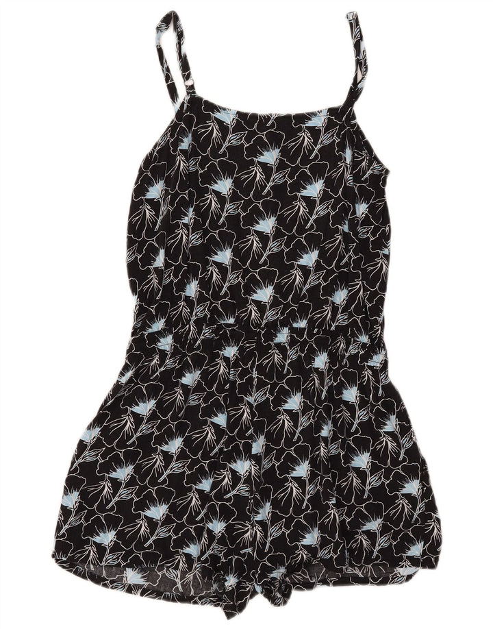 Tutina corta senza maniche da donna Levi's UK 10 piccola viscosa floreale nera
