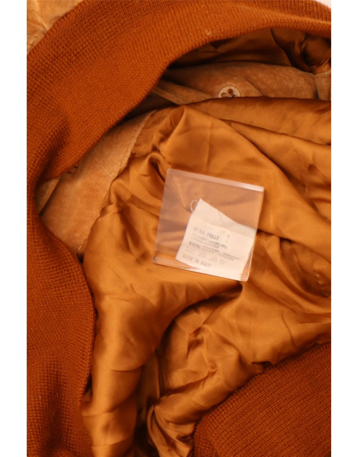 Giubbotto bomber in pelle scamosciata da uomo VINTAGE UK 42 XL in pelle marrone