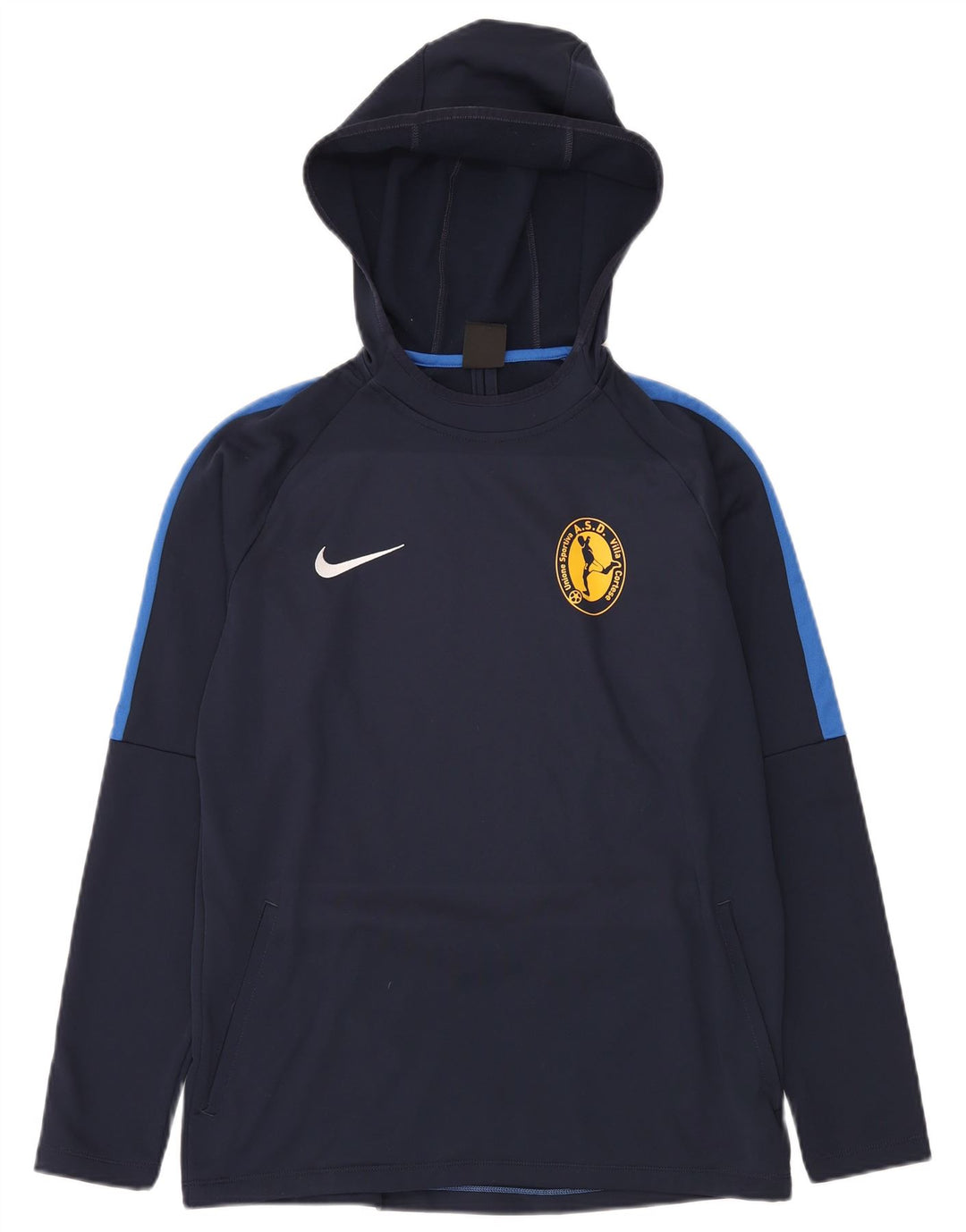 NIKE Felpa con cappuccio Dri Fit da uomo, media, in poliestere color block blu navy