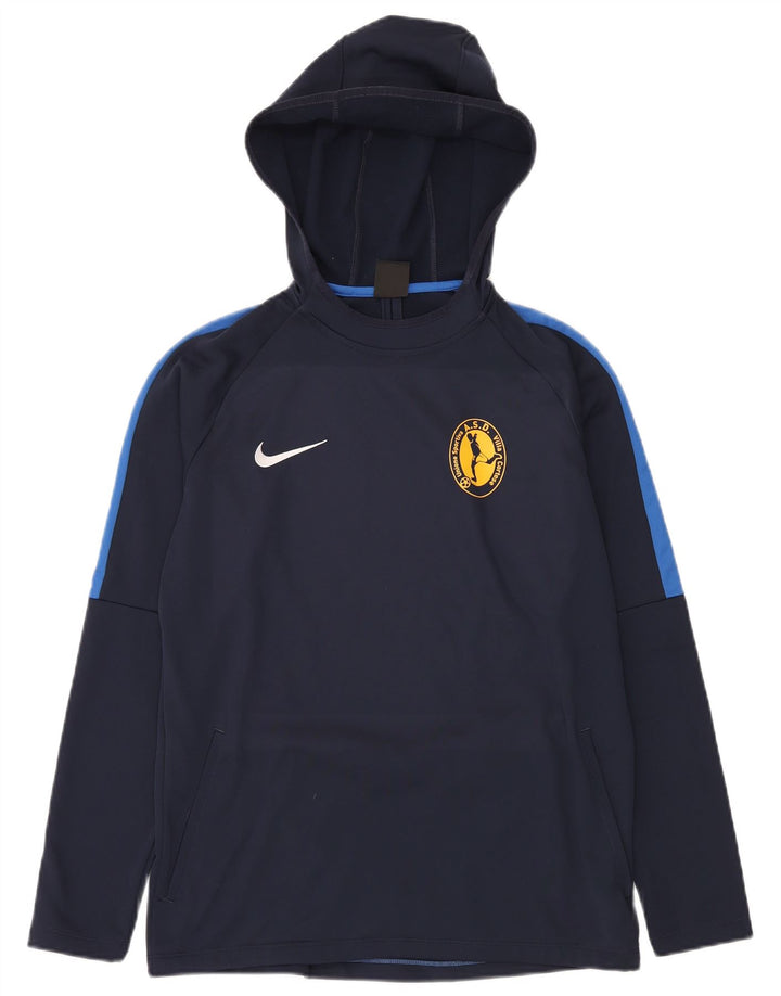 NIKE Felpa con cappuccio Dri Fit da uomo, media, in poliestere color block blu navy