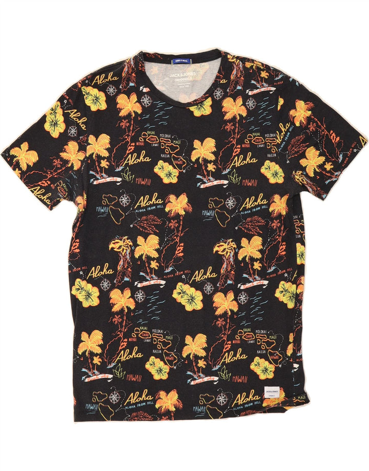 JACK & JONES Mens Graphic T-Shirt Top Medium Black Vintage Jack & Jones and Second-Hand Jack & Jones from Messina Hembry 