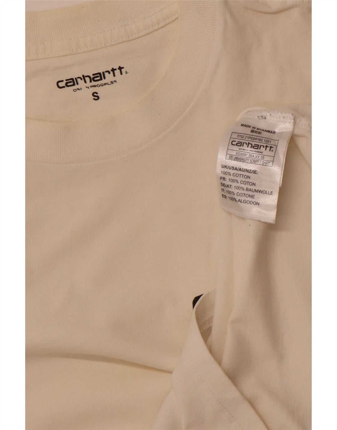 CARHARTT T-shirt grafica da uomo Top piccola in cotone bianco sporco