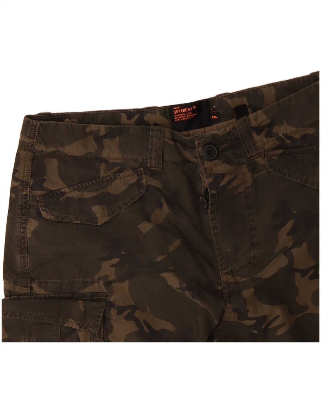 Pantaloncini cargo da uomo SUPERDRY W29 piccoli in cotone mimetico kaki