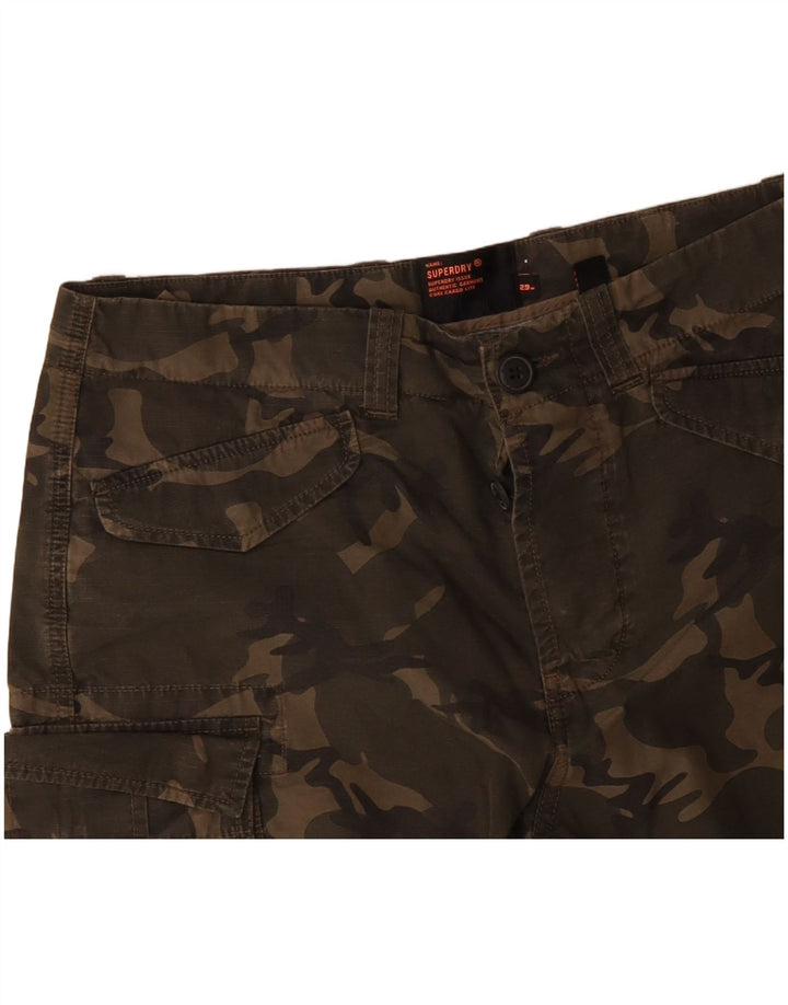 Pantaloncini cargo da uomo SUPERDRY W29 piccoli in cotone mimetico kaki