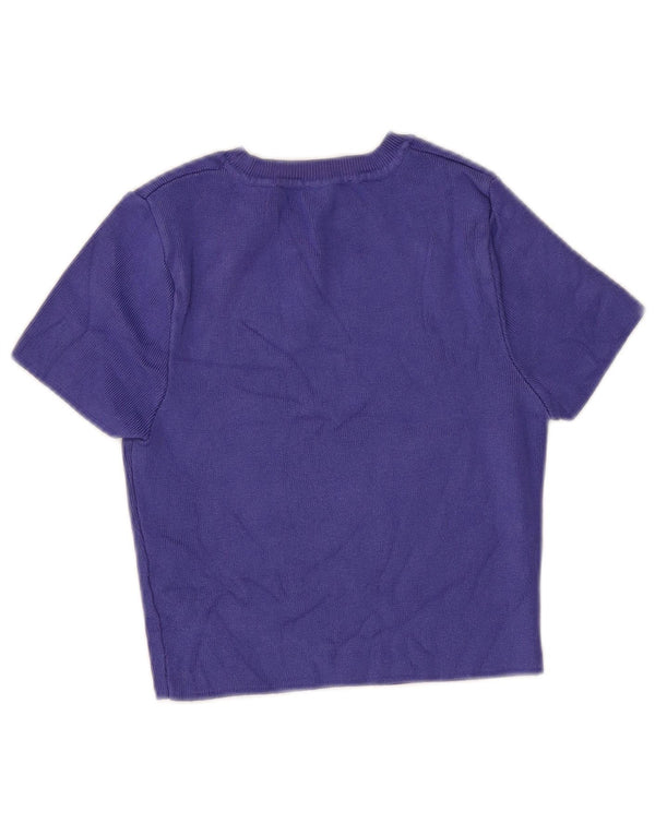Maglione corto con scollo a barca a maniche corte da donna Zara UK 12 Viola medio
