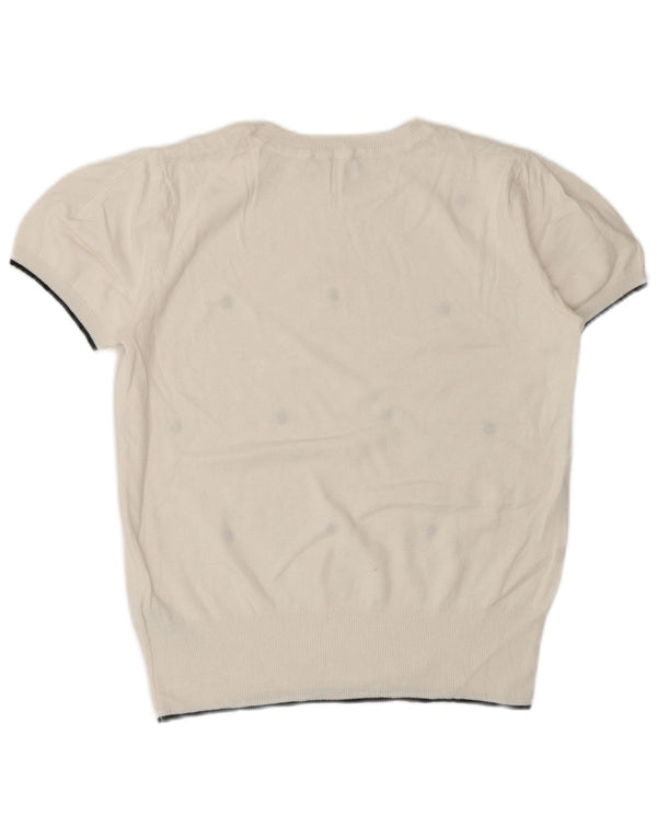 Maglione maglione girocollo da donna Oasis UK 10 piccolo bianco maculato