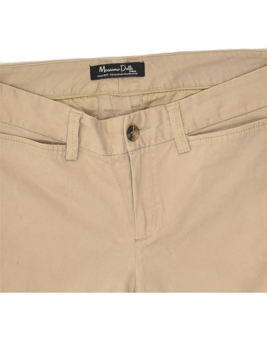 MASSIMO DUTTI Womens Straight Casual Trousers W32 L32 Beige Cotton | Vintage Massimo Dutti | Thrift | Second-Hand Massimo Dutti | Used Clothing | Messina Hembry 