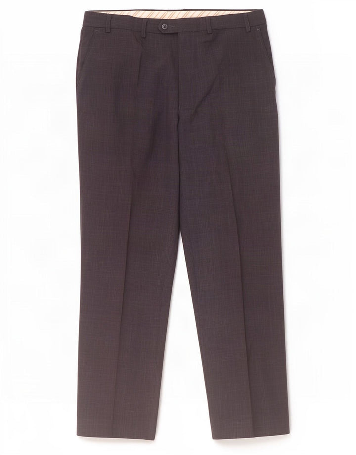 Pantaloni da abito dritti da uomo Marks & Spencer W38 L33 poliestere blu navy