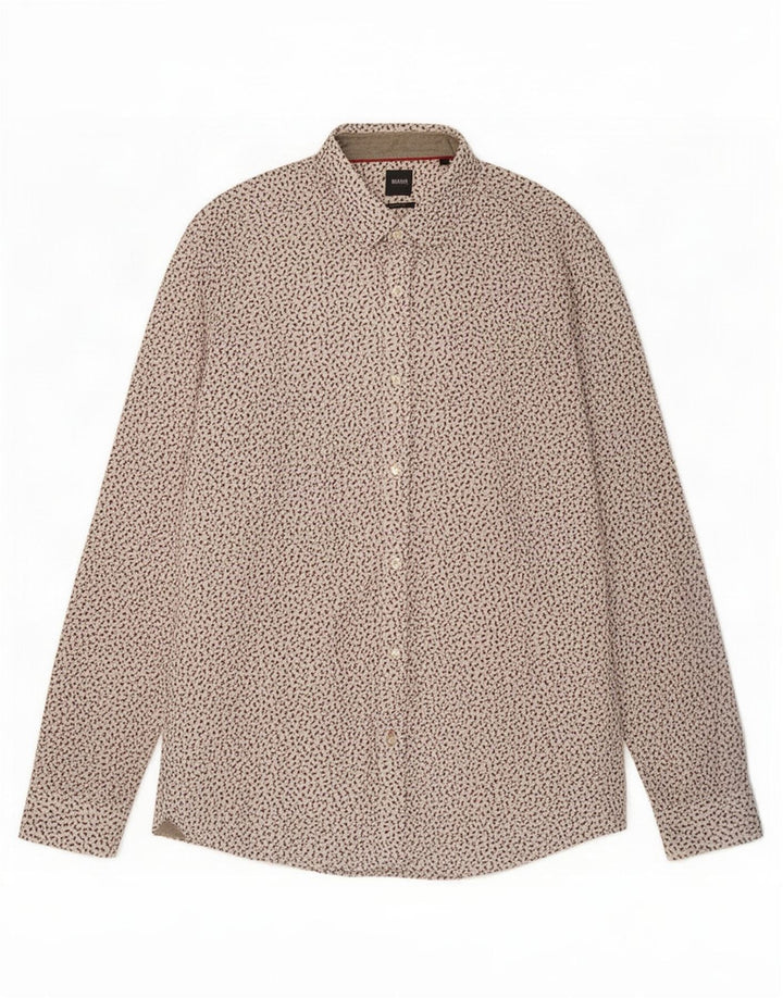 Camicia Hugo Boss da uomo vestibilità regolare XL poliestere floreale bianco