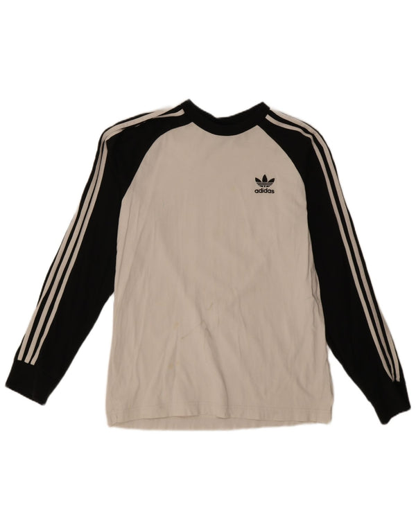 Adidas Mens Top Long Sleeve Large White Colourblock Cotton