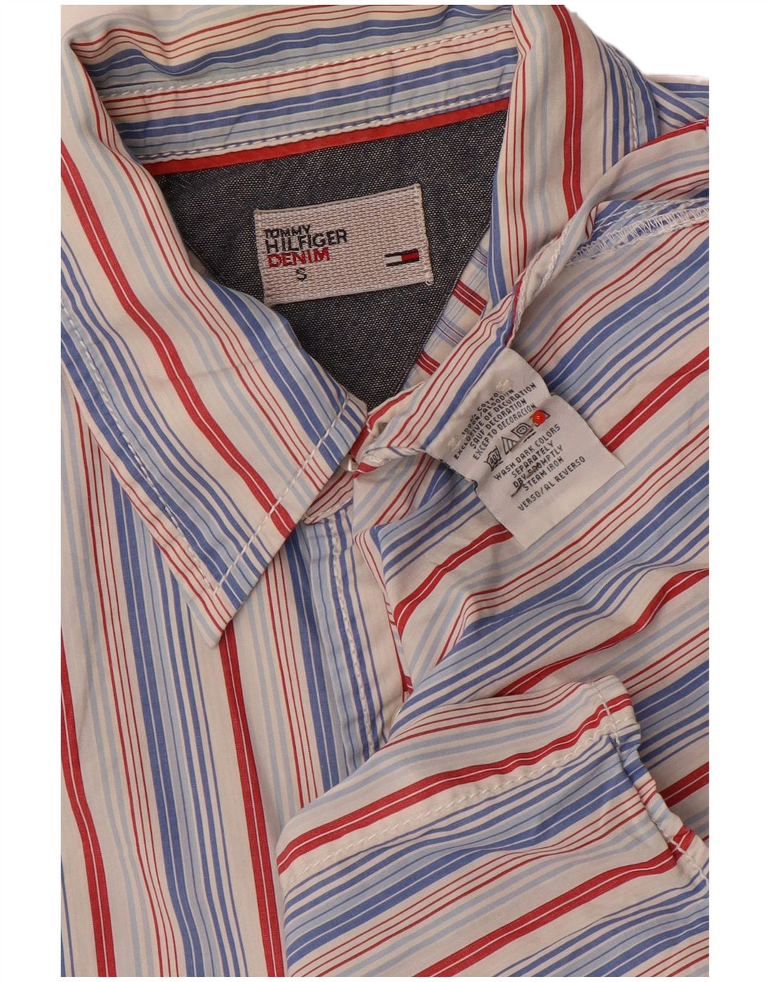 Camicia da uomo Tommy Hilfiger piccola in cotone a righe multicolori