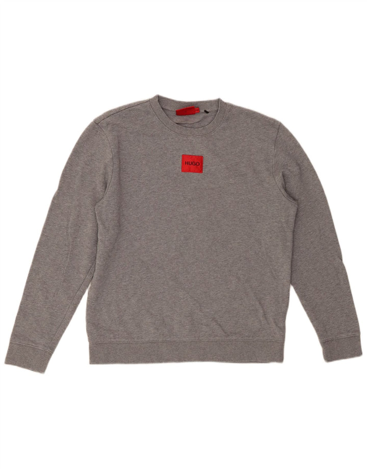 Felpa da donna HUGO BOSS Maglione UK 14 Cotone screziato grigio medio