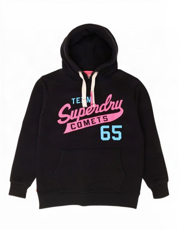 Felpa con cappuccio grafica da donna Superdry UK 18 XL cotone blu navy