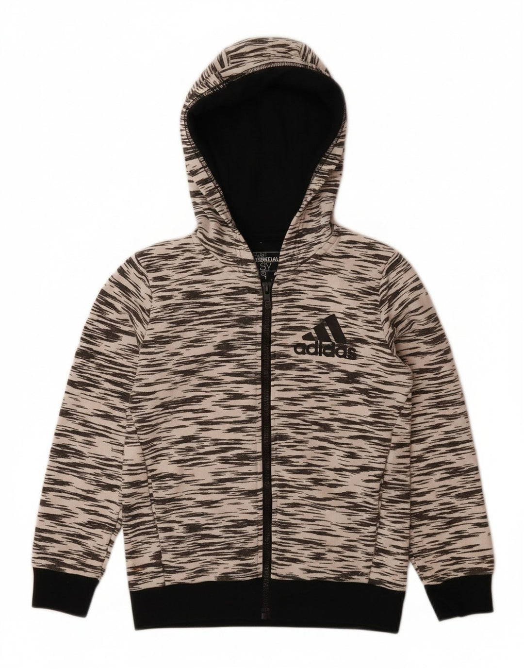 Maglione con cappuccio e zip ADIDAS per ragazzi Climalite 7-8 anni in poliestere chiazzato grigio