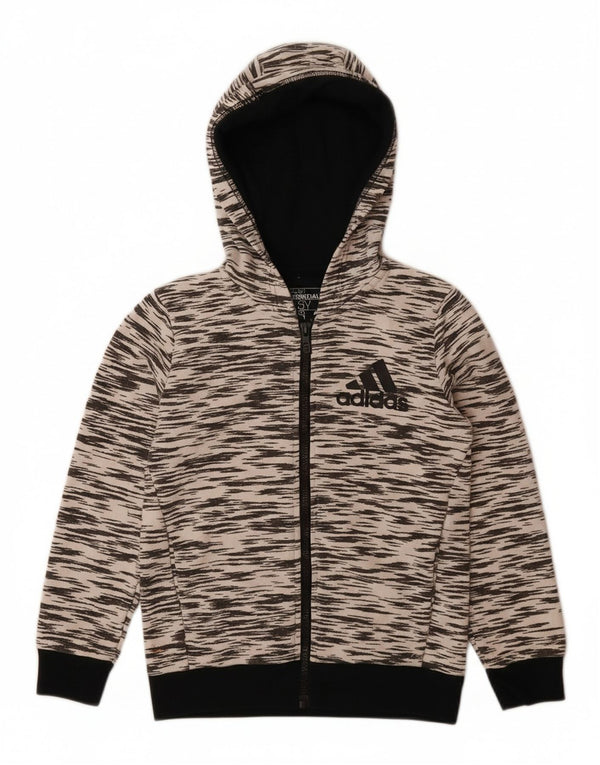 Maglione con cappuccio e zip ADIDAS per ragazzi Climalite 7-8 anni in poliestere chiazzato grigio
