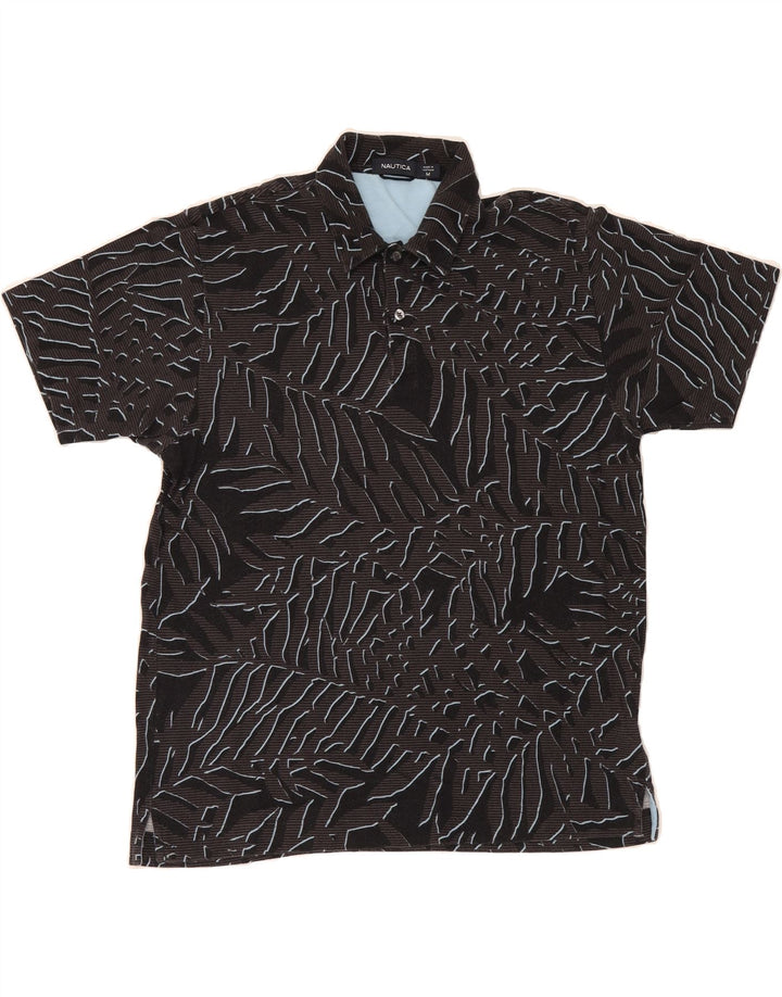 NAUTICA Mens Abstract Pattern Polo Shirt Medium Navy Blue Cotton Vintage Nautica and Second-Hand Nautica from Messina Hembry 
