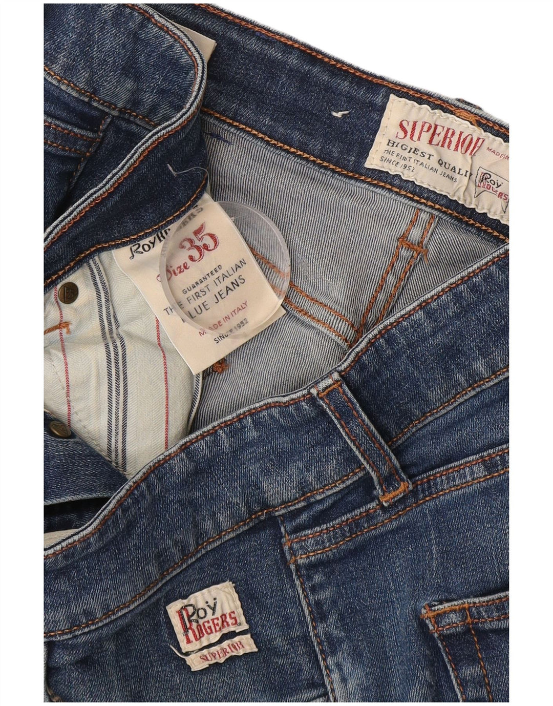 Jeans slim superiori da donna Roy Rogers W35 L33 cotone blu