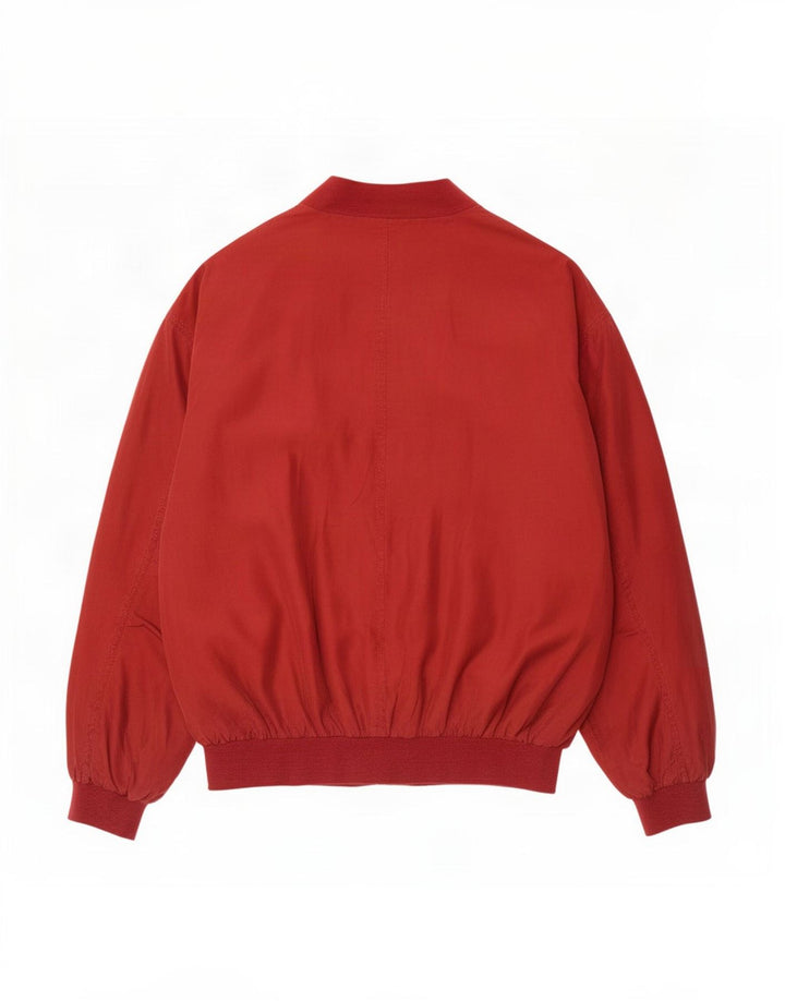 Giubbotto bomber vintage da uomo vestibilità ampia UK 38 seta rossa media