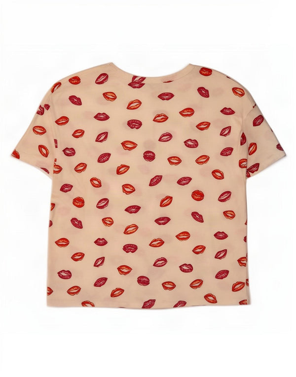 T-shirt grafica corta da donna Zara UK 10 piccola bianca