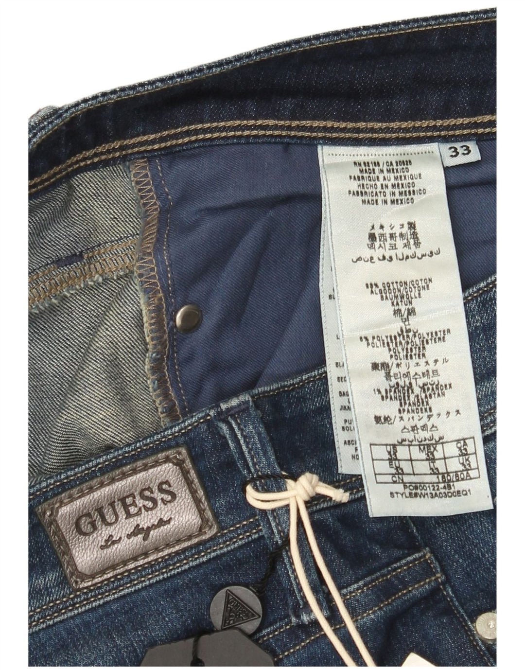 Jeans dritti da donna Guess vestibilità regolare W33 L34 cotone blu