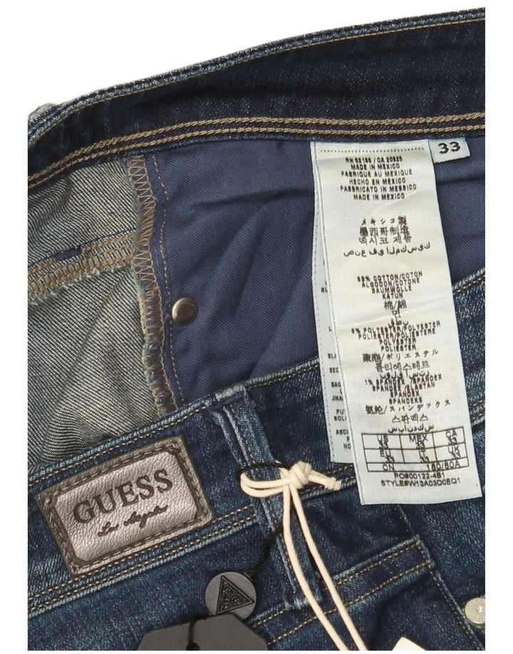 Jeans dritti da donna Guess vestibilità regolare W33 L34 cotone blu