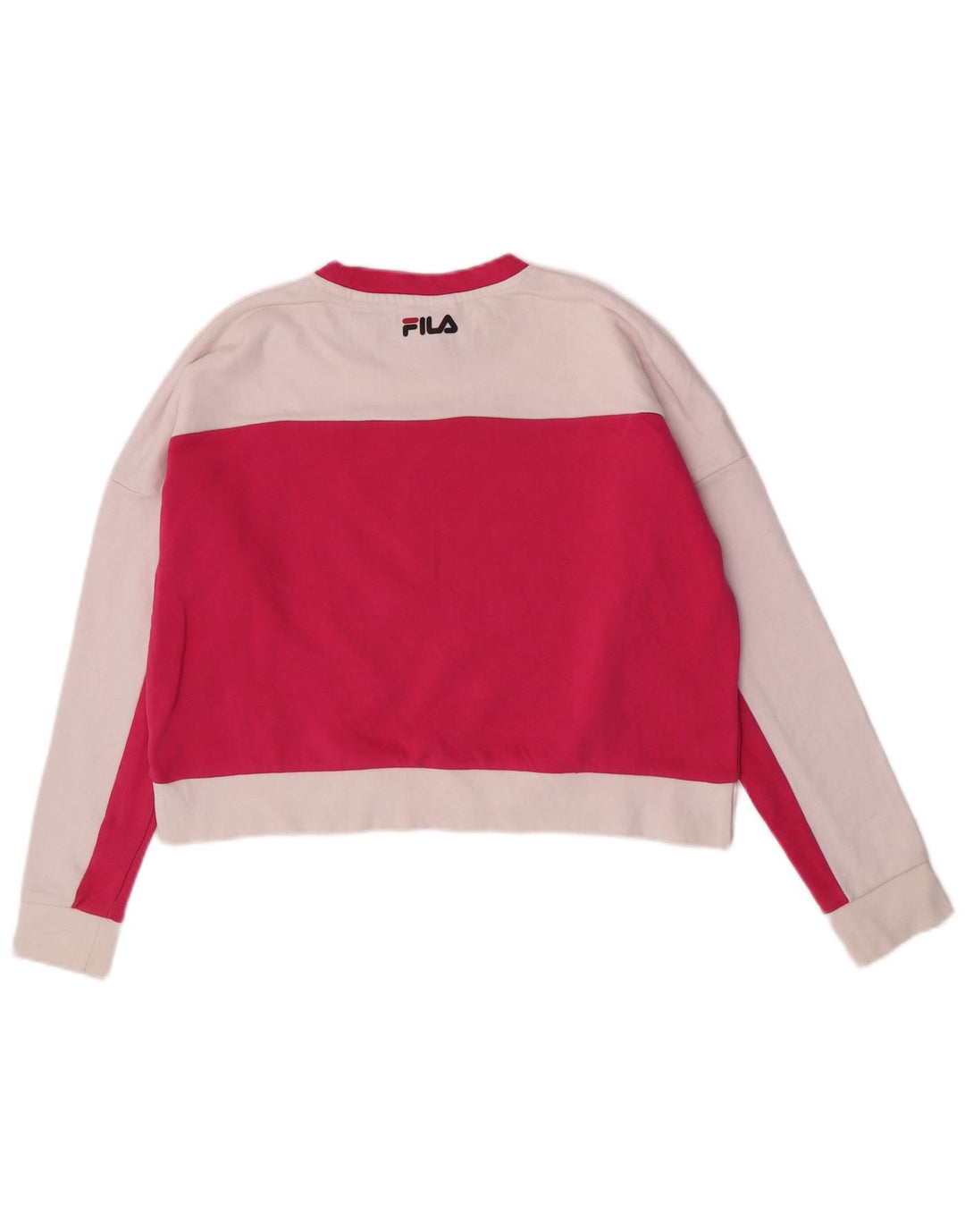 Felpa corta oversize da donna Fila, maglione UK 10 Small Pink Colourblock