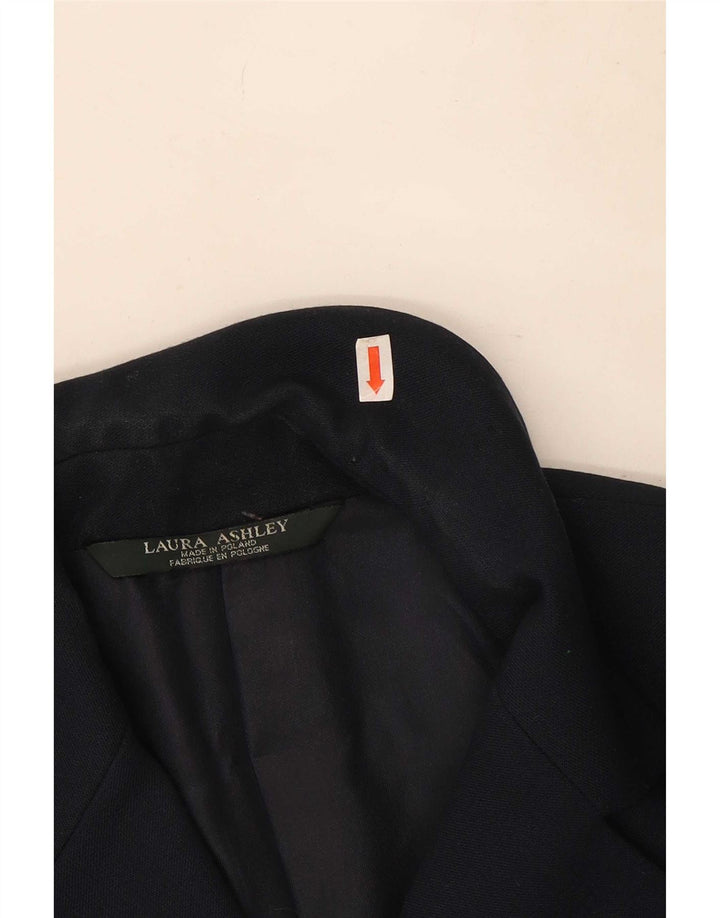 Giacca blazer a 5 bottoni da donna Laura Ashley UK 12 media lana blu navy