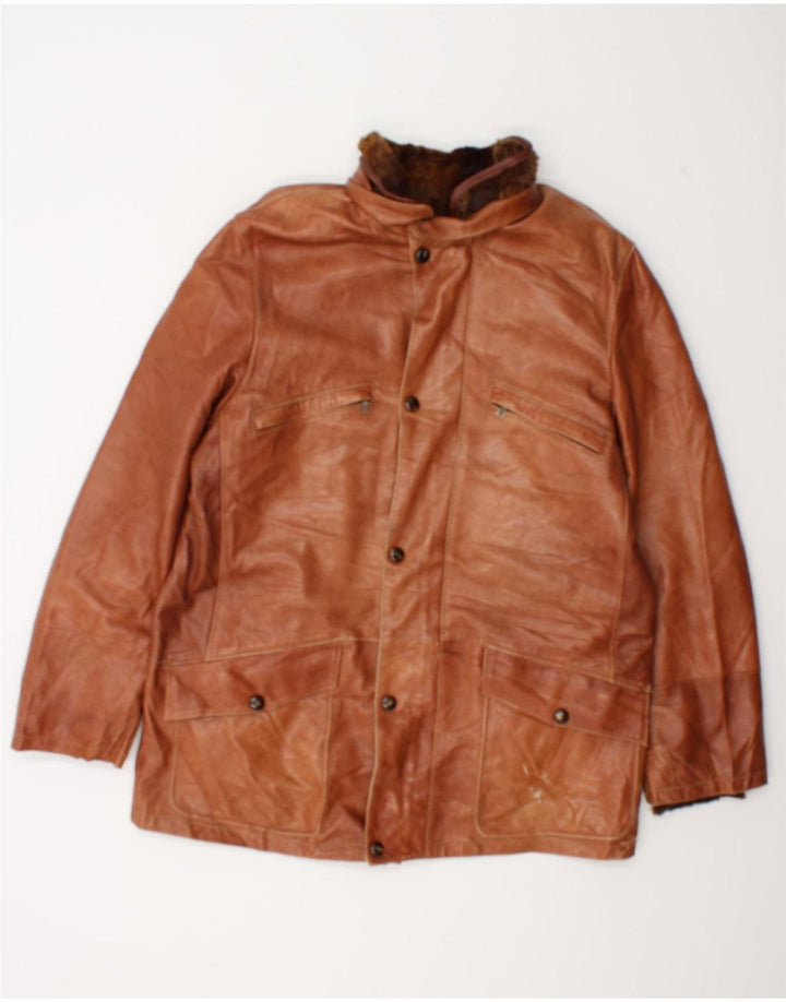 MARCO BALDASSARI Giacca in pelle da uomo UK 42 XL Marrone