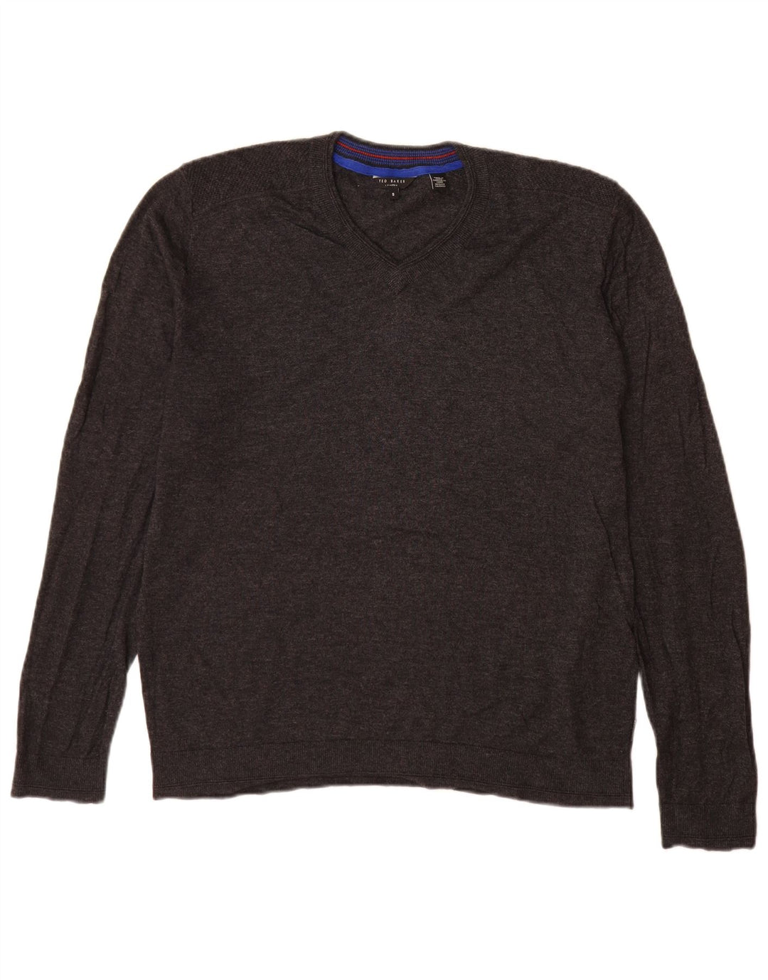 Maglione maglione da uomo con scollo a V Ted Baker taglia 5 XL lana grigia