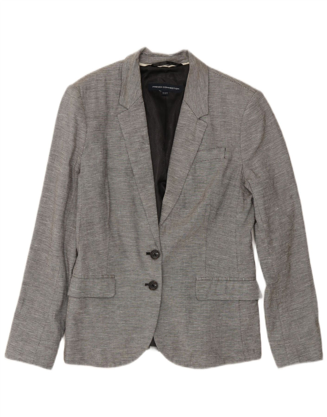 Giacca blazer da donna a 2 bottoni French Connection UK 12 Gessato grigio medio