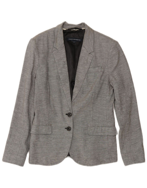 Giacca blazer da donna a 2 bottoni French Connection UK 12 Gessato grigio medio