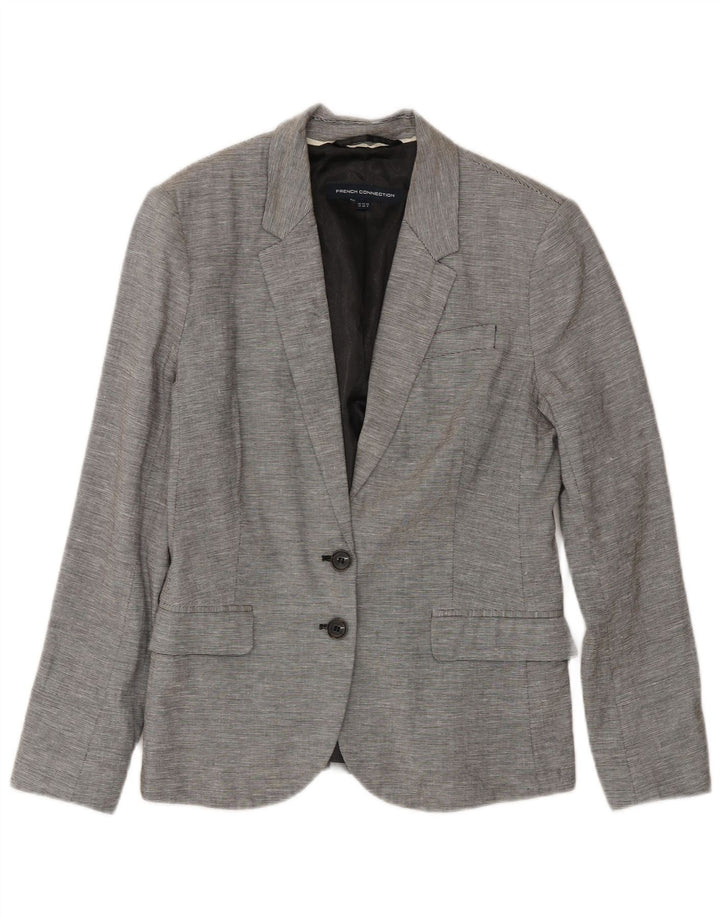 Giacca blazer da donna a 2 bottoni French Connection UK 12 Gessato grigio medio