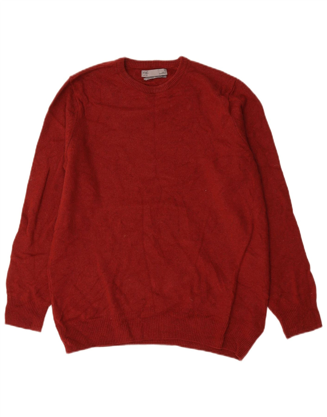 Maglione maglione girocollo da uomo Marks & Spencer in lana rossa media